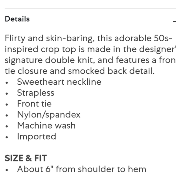 New Susana Monaco 50's Crop Top Size M - Picture 3 of 8